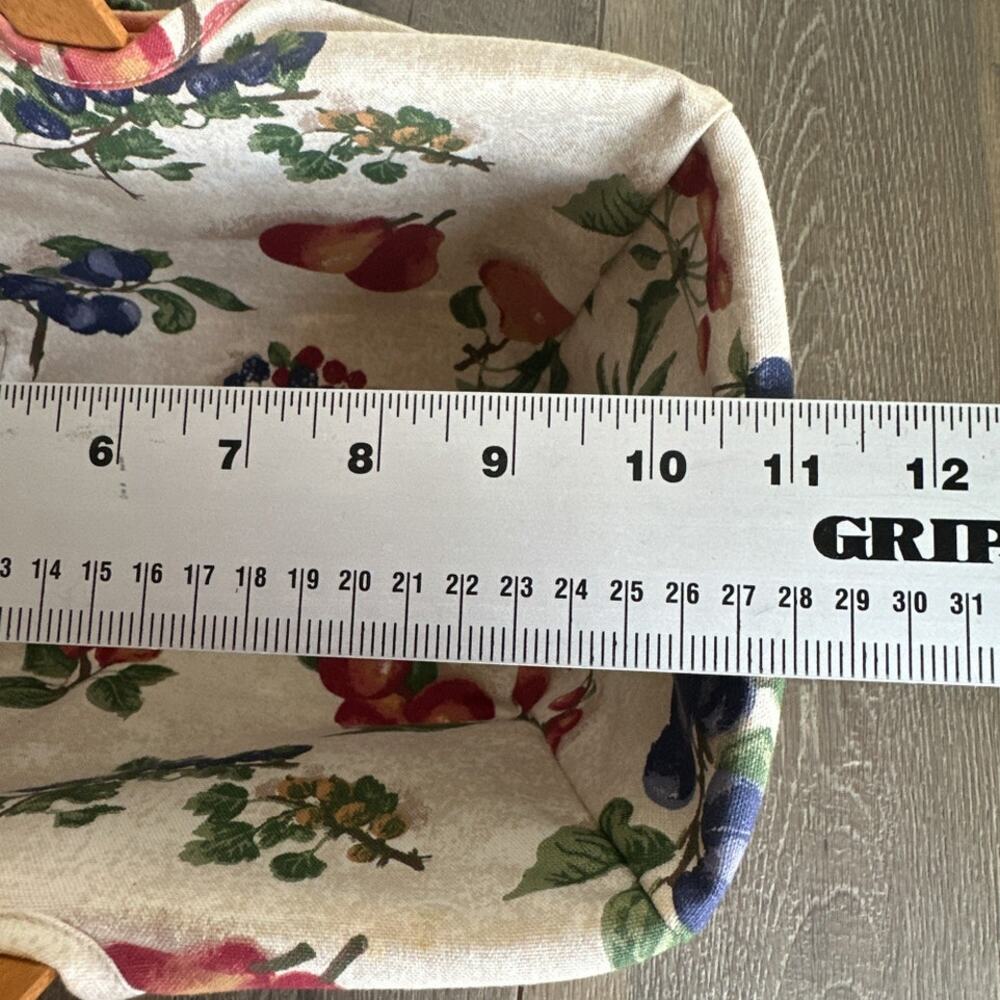 Longaberger Small Fruit Basket Handwoven Wood Fruit Print Liner Farmhouse - Picture 9 of 9